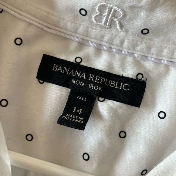 BANANA REPUBLIC White and Black Cotton Blend Button Down Tank Size 14T - Picture 9 of 10